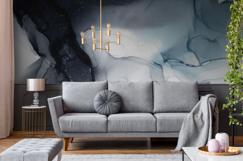 Sample - Blue & Grey Abstract - Custom sized wallpaper mural (per/m2)
