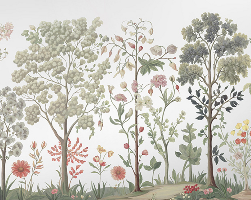Sample - Arboretum Exotic Tropical Garden - Custom sized wallpaper mural (per/m2) - Silver