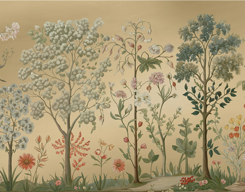 Arboretum Exotic Tropical Garden - Custom sized wallpaper mural (per/m2) - Gold