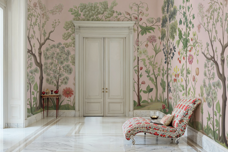 Sample - Arboretum Exotic Tropical Garden - Custom sized wallpaper mural (per/m2) - Pink