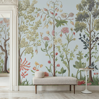 Arboretum Exotic Tropical Garden - Custom sized wallpaper mural (per/m2) - Blue