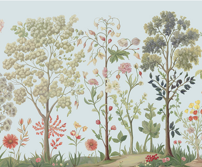 Arboretum Exotic Tropical Garden - Custom sized wallpaper mural (per/m2) - Blue