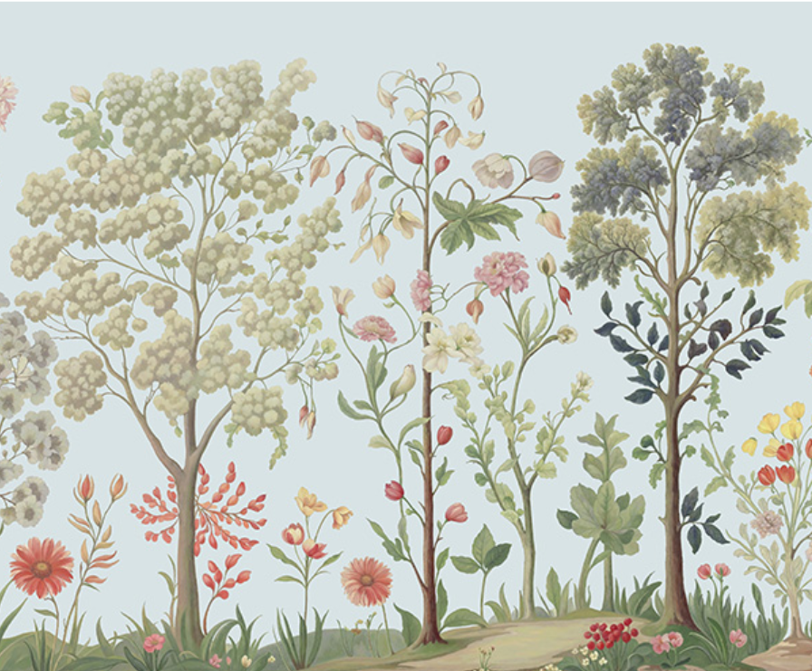 Sample - Arboretum Exotic Tropical Garden - Custom sized wallpaper mural (per/m2) - Blue