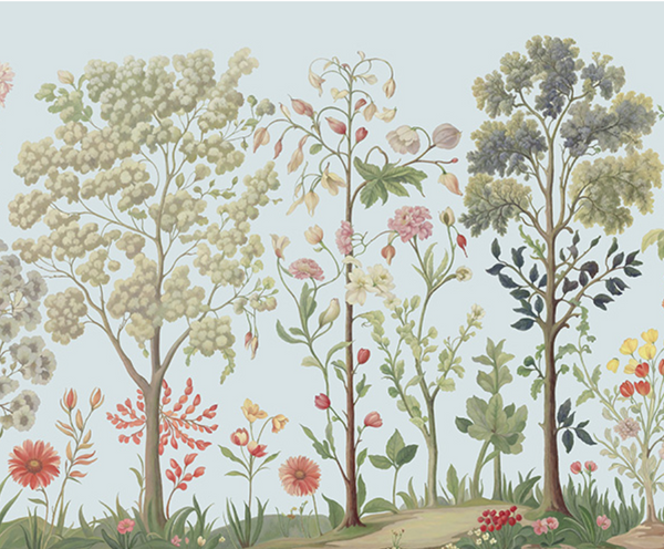 Sample - Arboretum Exotic Tropical Garden - Custom sized wallpaper mural (per/m2) - Blue