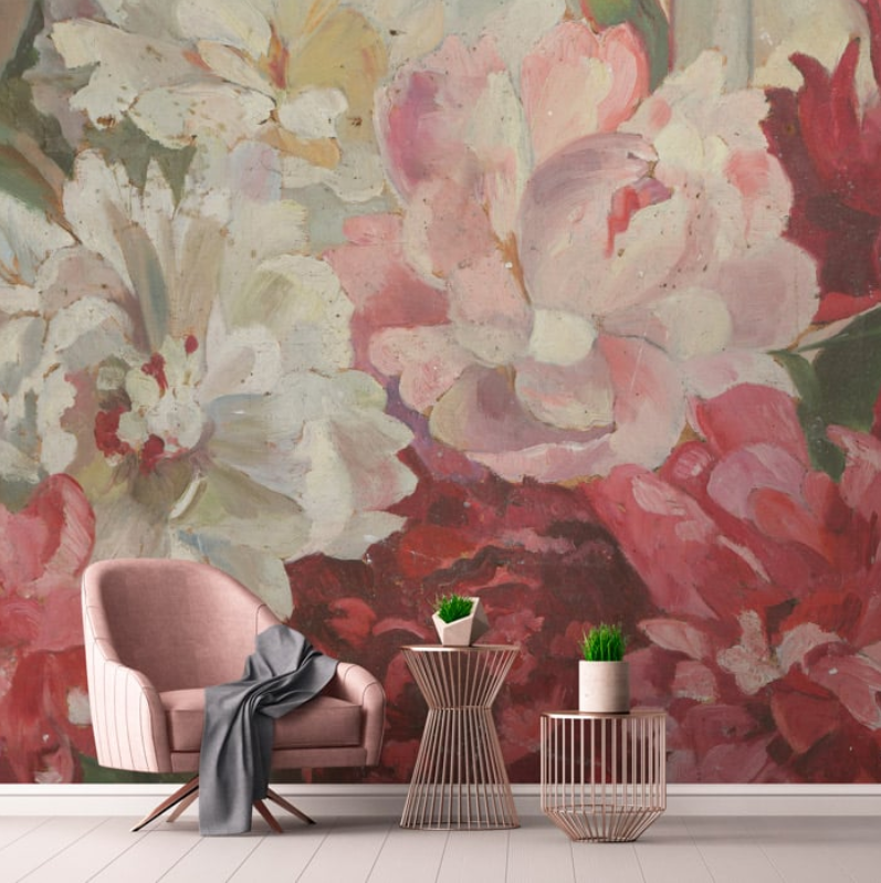 Tableau Fleurs - Custom sized wallpaper mural (per/m2) - Easy-Hang Wallpaper