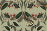 Retro Fantail NZ Inspired Wallpaper - Pale Green