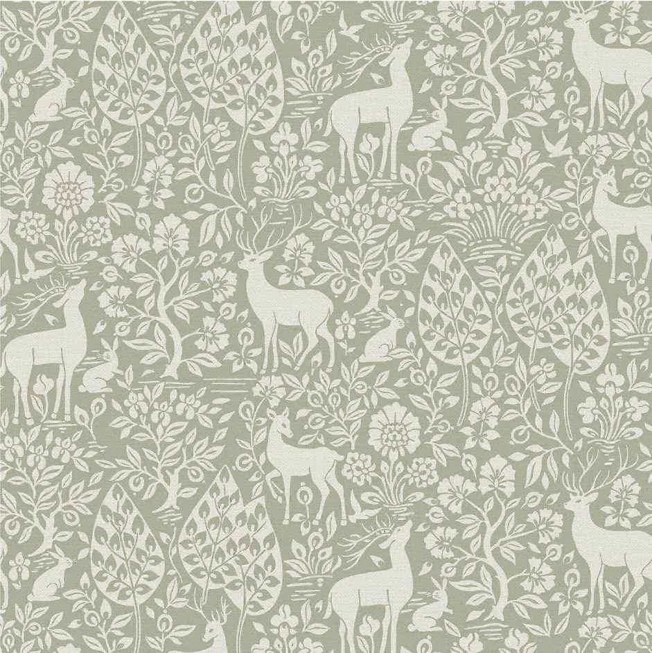 Deer Woods - Wallpaper - Sage