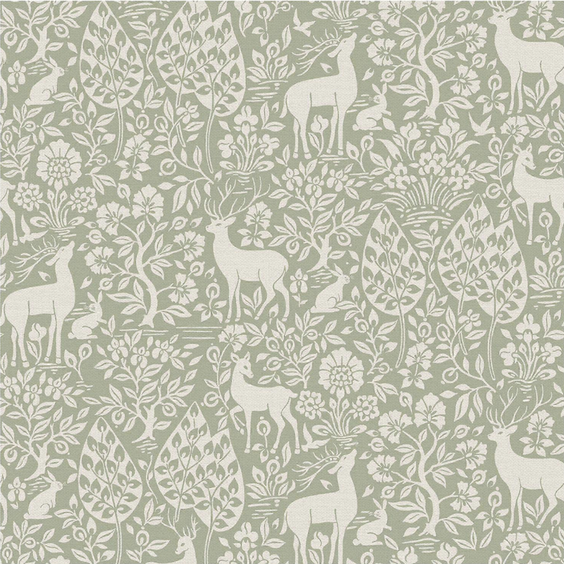 Deer Woods - Wallpaper - Sage