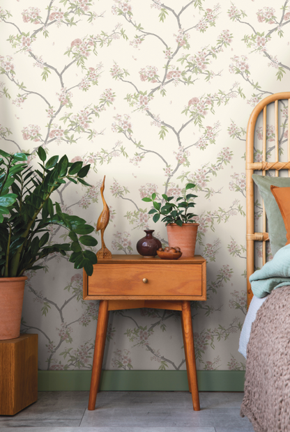 Cherry Blossom Wallpaper - Pink Cream