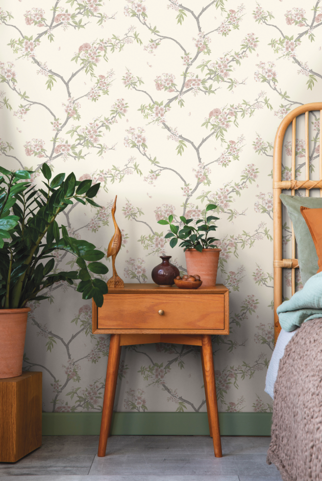Sample - Cherry Blossom Wallpaper - Pink Cream