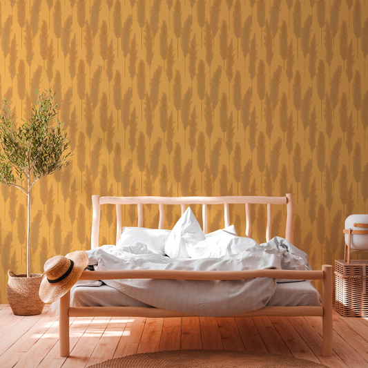 Brushed Grass Wallpaper - Ochre