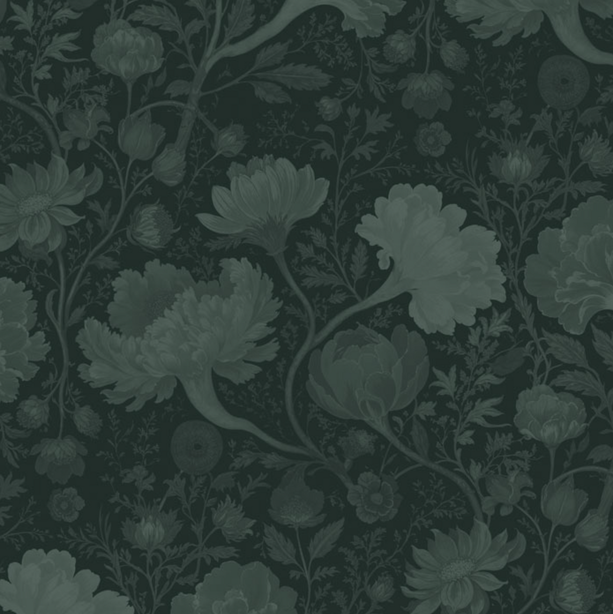 Sample - Reverie - Floral Custom Sized Wallpaper Mural (per/m2) - Nightshade