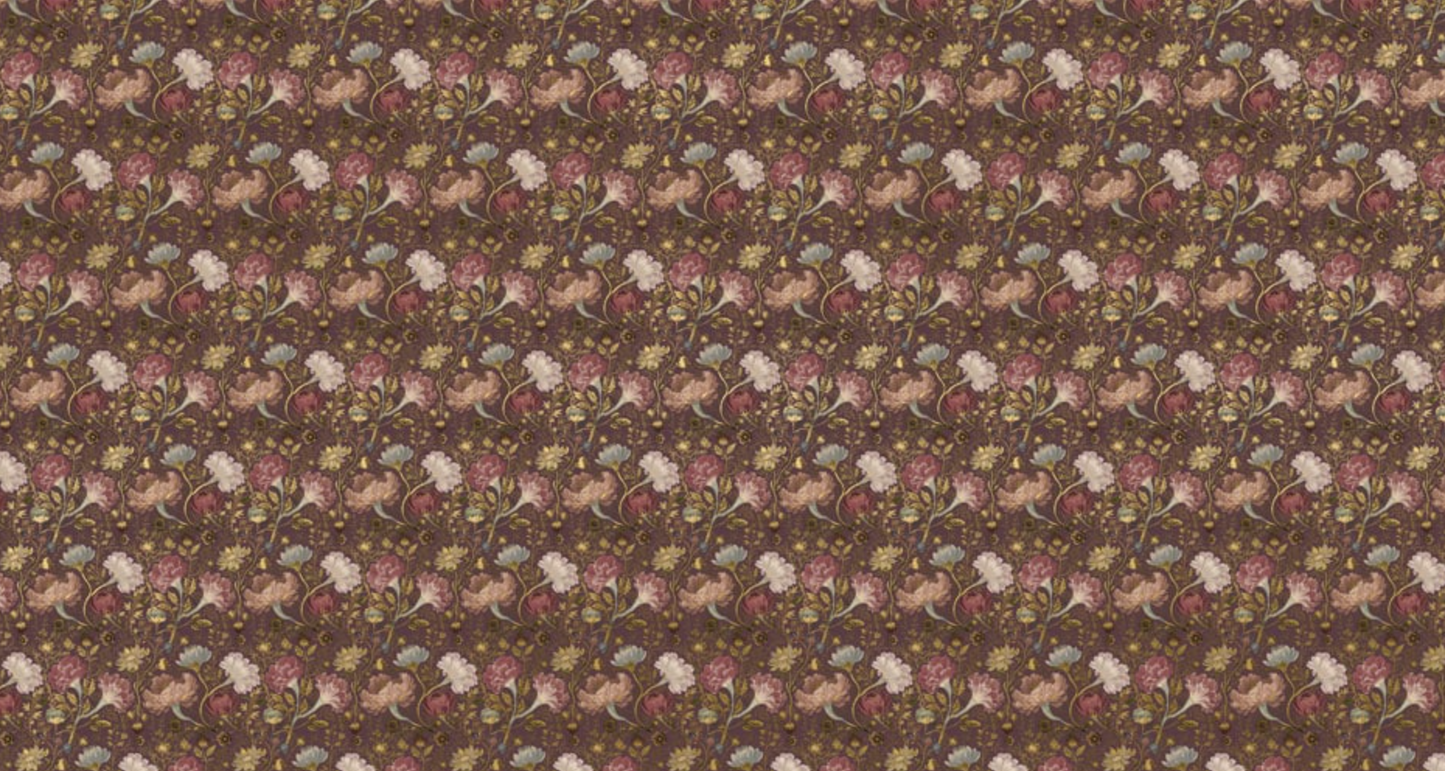Reverie - Floral Custom Sized Wallpaper Mural (per/m2) - Ruby Gold