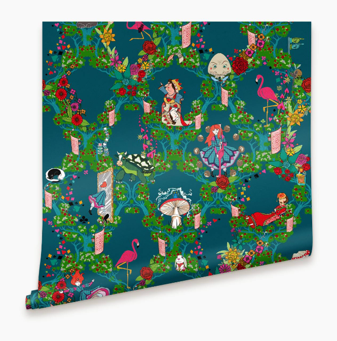 Alice in Wonderland Wallpaper - Dark Blue
