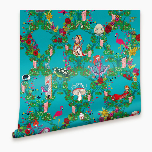 Alice in Wonderland Wallpaper - Light Blue