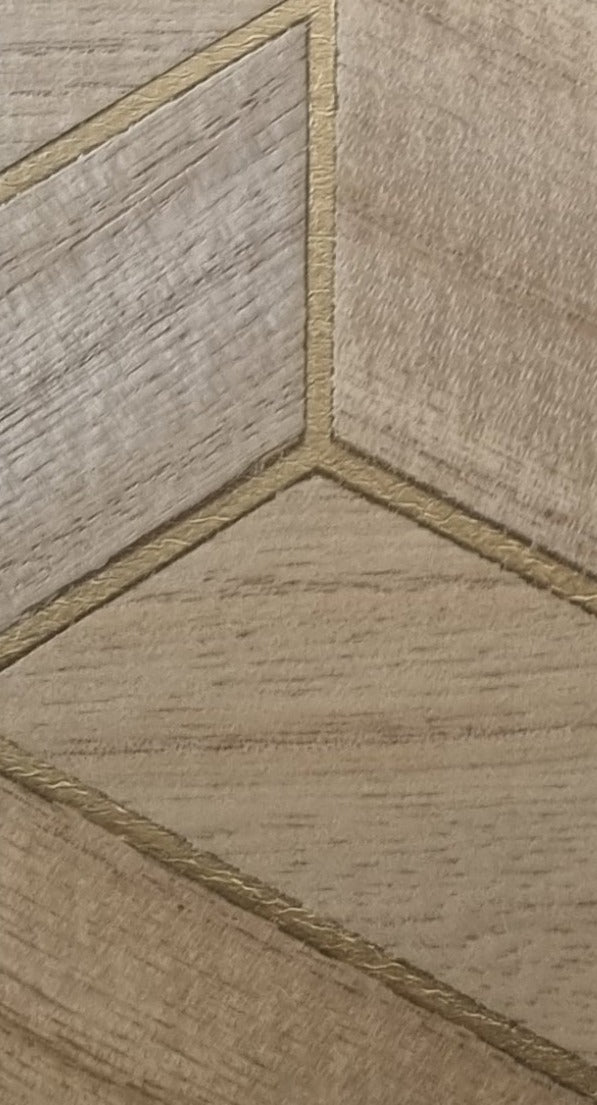 Wood Veneer Geometric Wallpaper - Brown + Gold