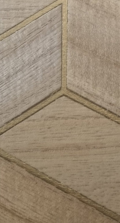 Wood Veneer Geometric Wallpaper - Brown + Gold