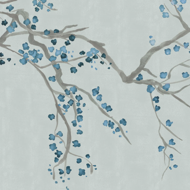Sample - Takeda Cherry Blossom - Custom sized wallpaper mural (per/m2) - Azure