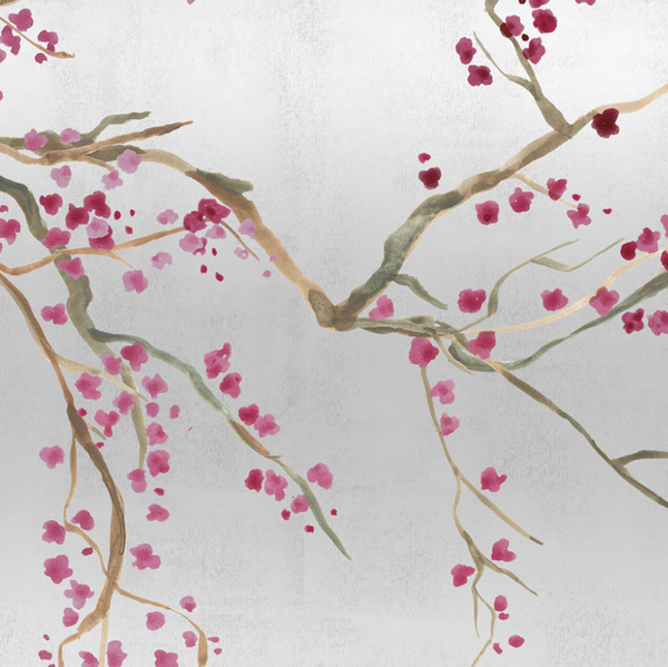 Sample - Takeda Cherry Blossom - Custom sized wallpaper mural (per/m2) - Silver