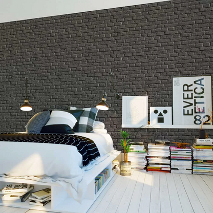 Brick Wall Wallpaper - Charcoal Grey - 48 Rolls Due July 2026