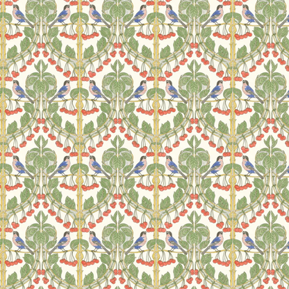 Bird & Cherries Wallpaper - Multicolored