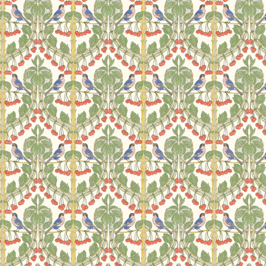 Bird & Cherries Wallpaper - Multicolored