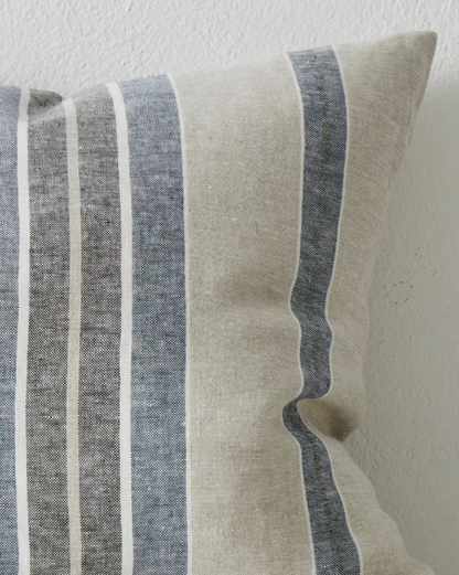 Franco Linen Stripe Cushion Cover - Denim - Discontinuing