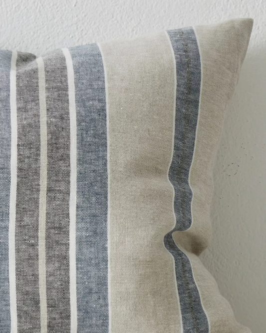 Franco Linen Stripe Cushion Cover - Denim - Discontinuing
