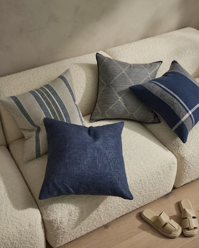 Franco Linen Stripe Cushion Cover - Denim - Discontinuing