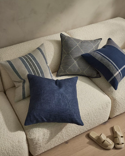 Franco Linen Stripe Cushion Cover - Denim - Discontinuing