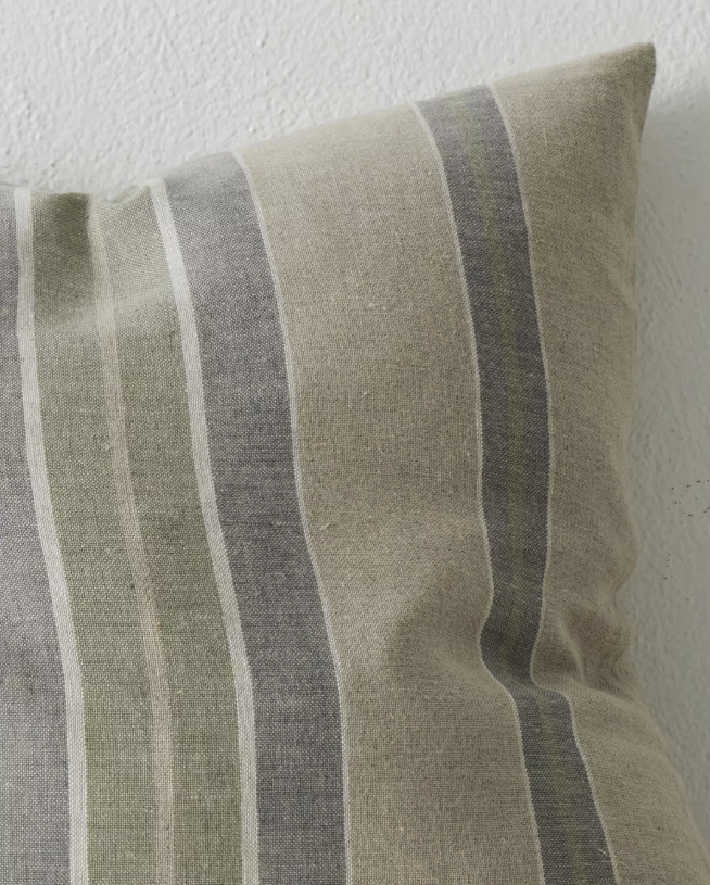 Franco Linen Stripe Cushion Cover - Sage - Discontinuing