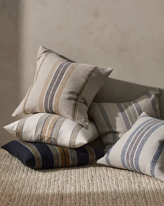 Franco Linen Stripe Cushion Cover - Sage - Discontinuing