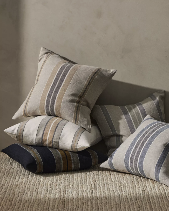 Franco Linen Stripe Cushion Cover - Sage - Discontinuing