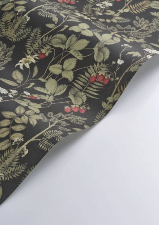 Sample - Strawberry Fields Wallpaper - Noir Fusain