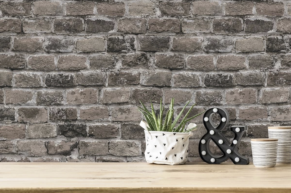 Brick Wallpaper - Brown Grey