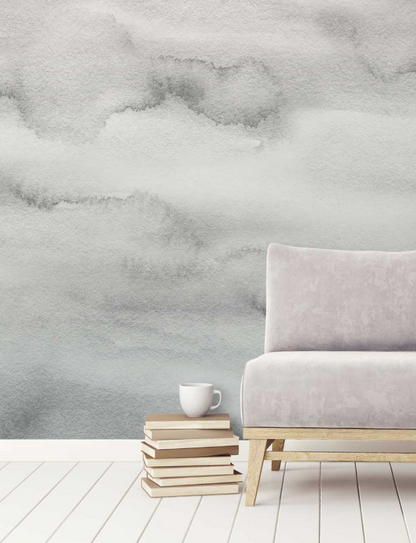 Riviera Watercolor - Storm Ombre - Custom Sized Wallpaper Mural (per/m2)
