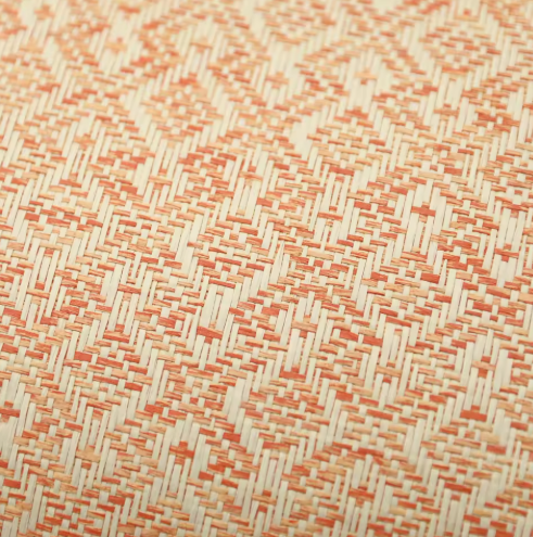 Sample - Diamond Wave - Grasscloth Wallpaper - Light Orange