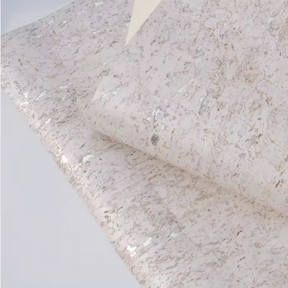 Lasmin Cork Metallic Wallpaper - Snow White