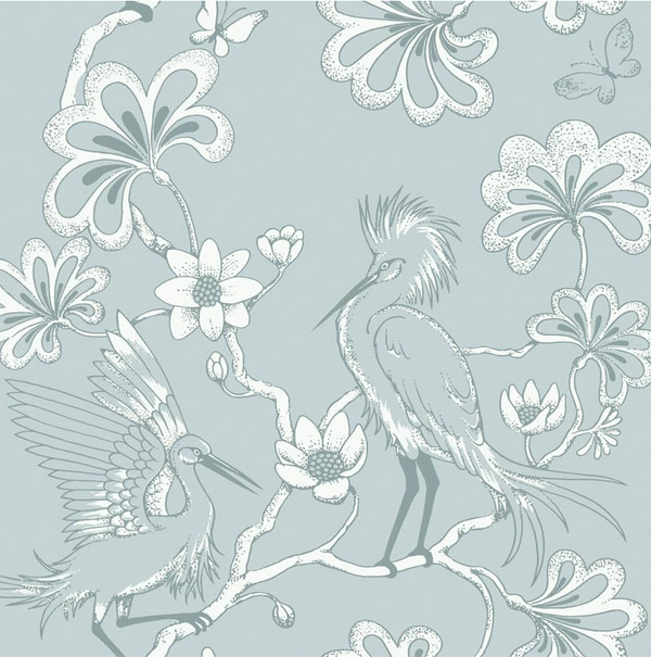 SAMPLE - Egrets Florence Broadhurst Wallpaper - Frost