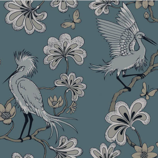 Egrets Florence Broadhurst Wallpaper - Azure