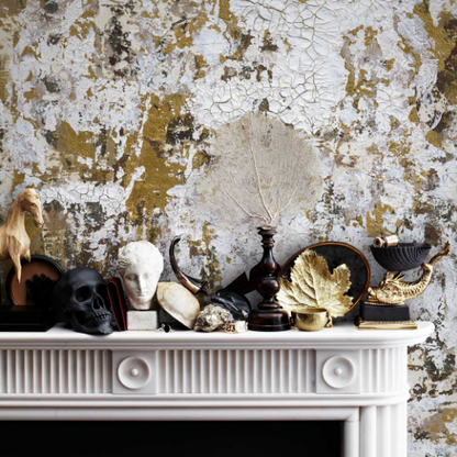Safari Shabby Chic Wallpaper Mural - Gold