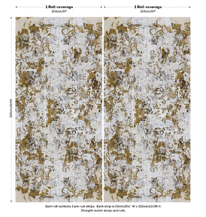 Safari Shabby Chic Wallpaper Mural - Gold