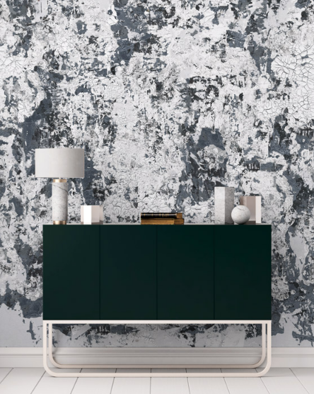 Safari Shabby Chic Wallpaper Mural - Steel