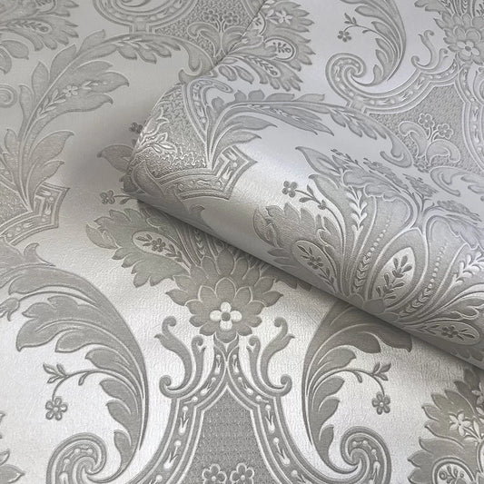 Amara Damask Wood Panel Wallpaper - Silver