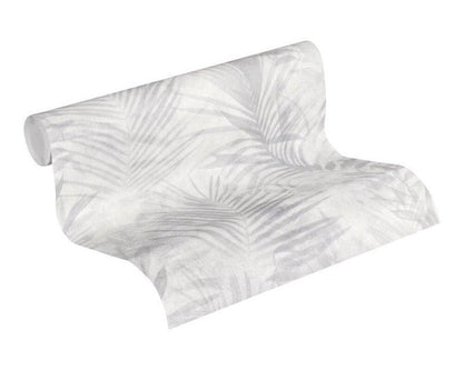 Soft Palm Leaf Wallpaper - Grey