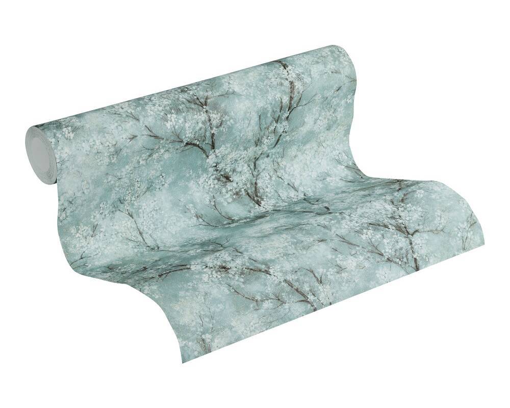 Cherry Blossoms Spring Wallpaper - Soft Turquoise