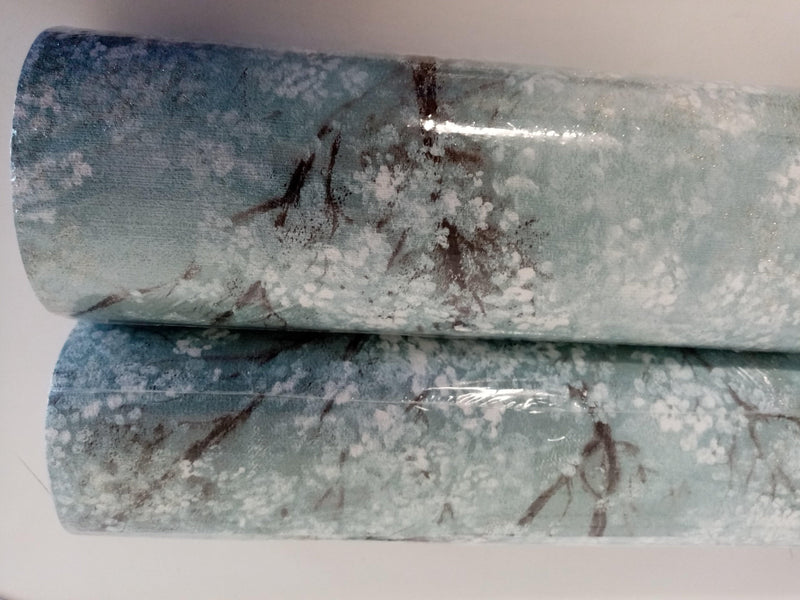 Cherry Blossoms Spring Wallpaper - Soft Turquoise