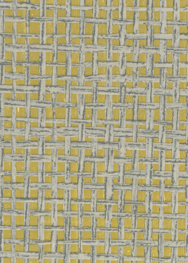 Sample - Burlap Safari Grasscloth Wallpaper - Spring Grass (On Gold)