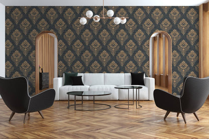 St. Petersberg Baroque Wallpaper - Navy