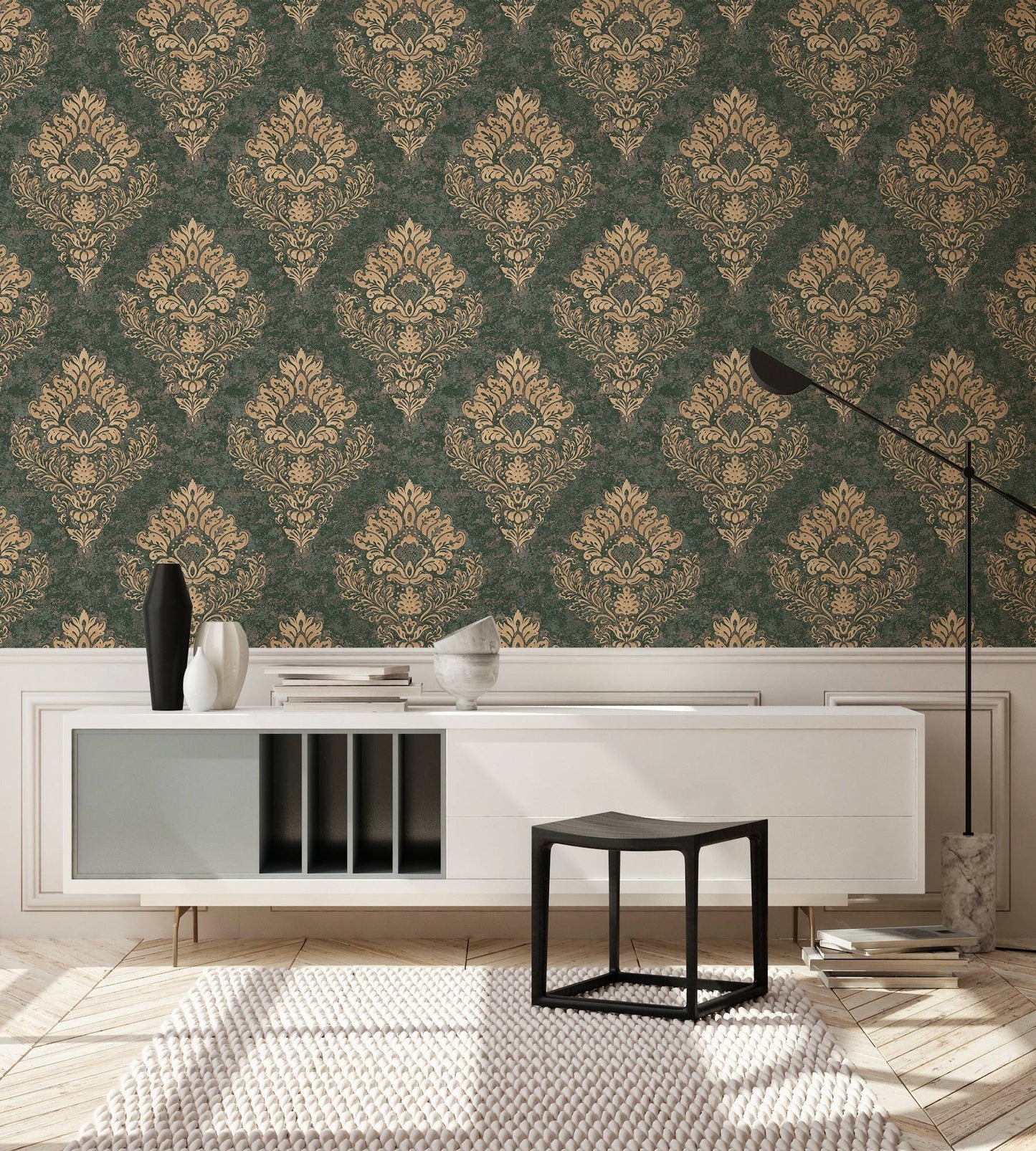 St. Petersberg Baroque Wallpaper - Green